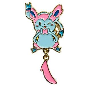 Pokemon Inspired Sylveon Dangling Tail Pin Enamel Pin Lapel Pin Fan Made